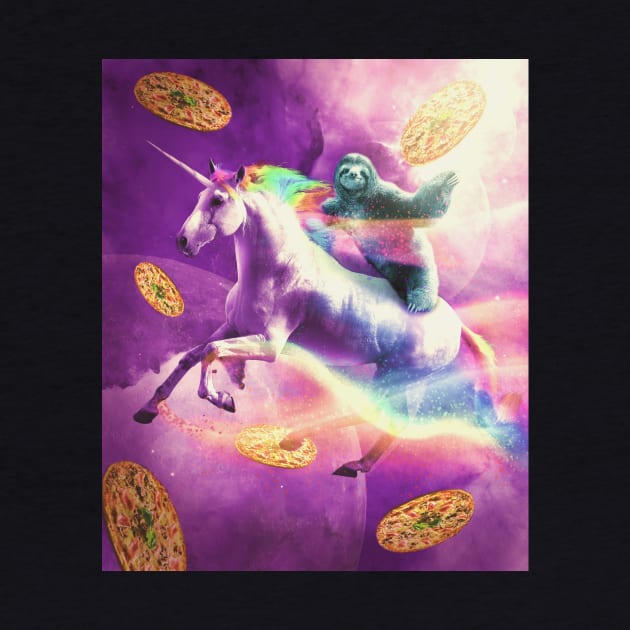 Space Sloth Riding On Flying Unicorn With Pizza by Random Galaxy